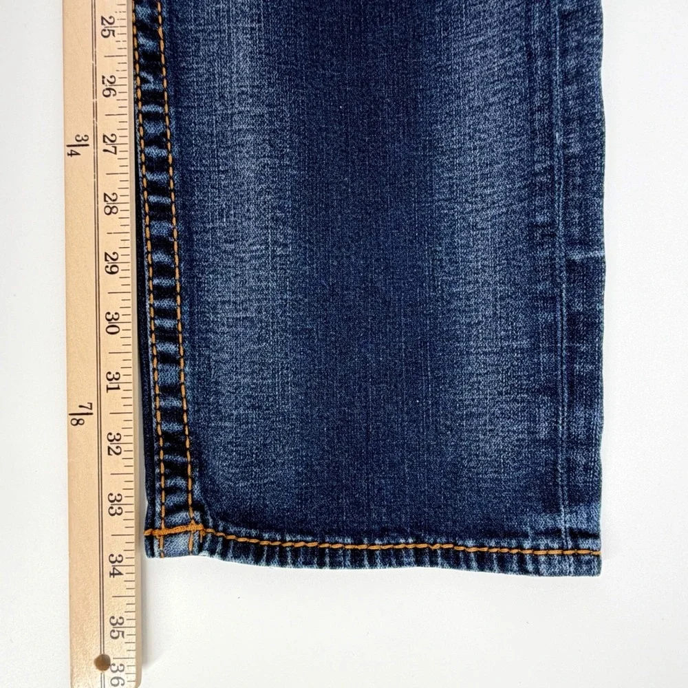 True Religion Skinny Flap Jeans Mens 40 Blue Dark Wash Excellent Horseshoe Flap